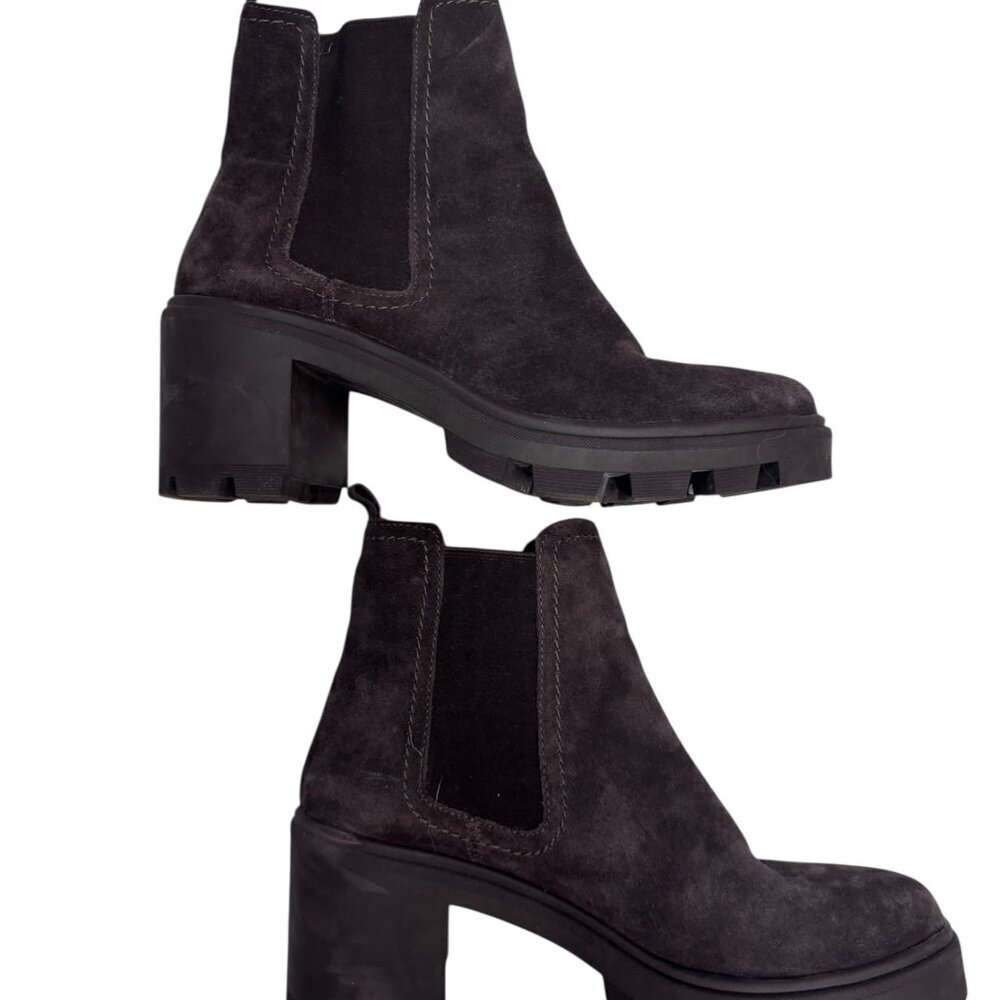 EUC Splendid Melisa Chunky Heel Chelsea Boots – Black Suede – Size 9M - Picture 2 of 5